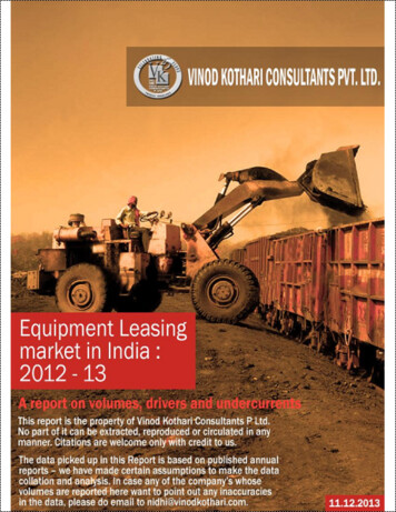 Equipment Leasing Market In India - Vinod Kothari