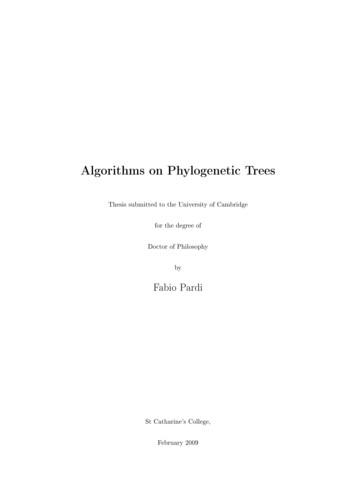 Algorithms On Phylogenetic Trees - European Bioinformatics Institute