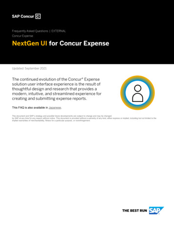 Frequently Asked Questions EXTERNAL Concur Expense NextGen UI For .