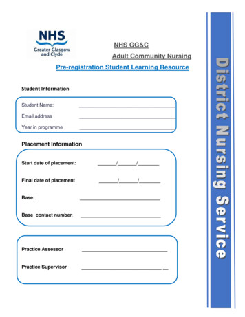 NHS GG&C Adult Community Nursing Pre-registration Student Learning Resource