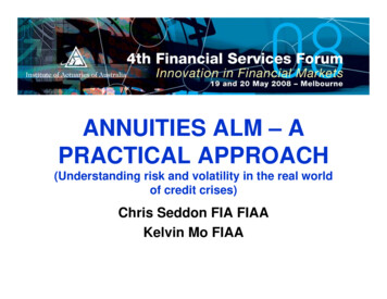 ANNUITIES ALM - A PRACTICAL APPROACH - Actuaries