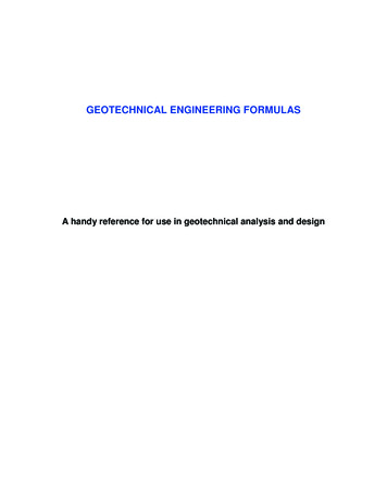 Geotechnical Engineering Formulas