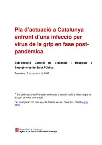 Pla D'actuació A Catalunya Enfront D'una Infecció . - Canal Salut