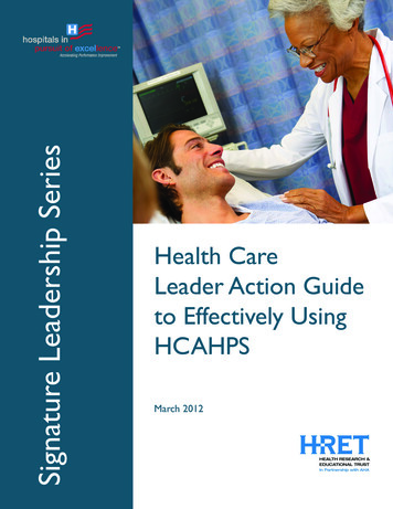 Health CareLeader Action Guide To Effectively Using HCAHPS