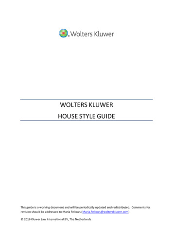 WOLTERS KLUWER HOUSE STYLE GUIDE - IELaws