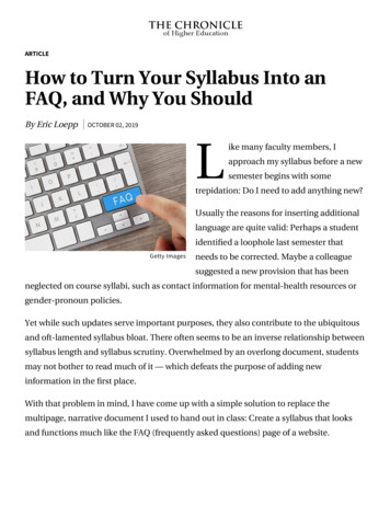 FAQ, And Why You Should How To Turn Your Syllabus Into An