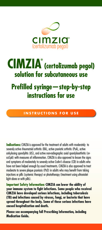 CIMZIA (certolizumab Pegol) Solution For Subcutaneous Use Prefilled .