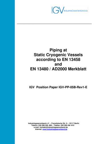 Piping At Static Cryogenic Vessels According To EN 13458 And EN 13480 .