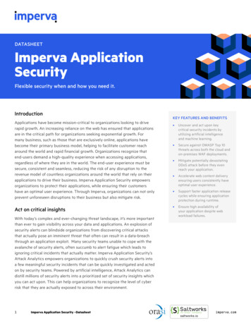 DATASHEET Imperva Application Security - Orasi Software Incorporated