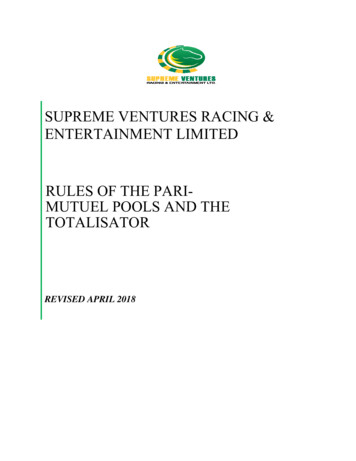 RULES OF THE PARIMUTUEL POOLS AND THE TOTALISATOR 2018 - Revised April .