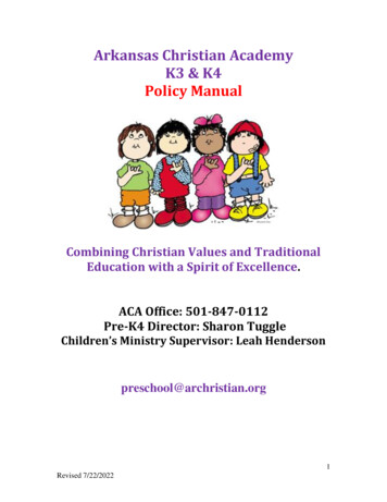 Arkansas Christian Academy K3 & K4 Policy Manual