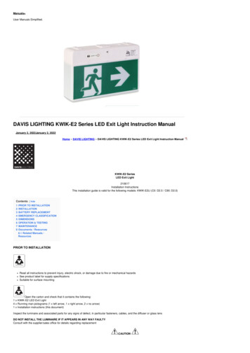 DAVIS LIGHTING KWIK-E2 Series LED Exit Light Instruction Manual - Manuals 
