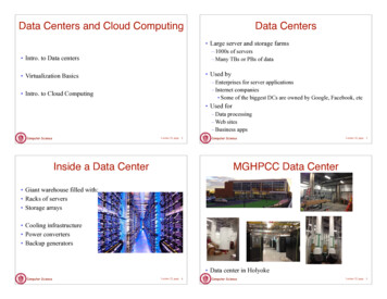 Data Centers And Cloud Computing Data Centers - UMass