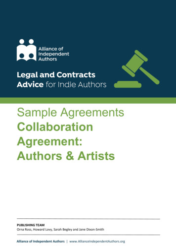Sample Agreements Collaboration Agreement: Authors & Artists
