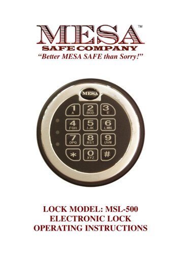 LOCK MODEL: MSL-500 ELECTRONIC LOCK OPERATING . - NationwideSafes 
