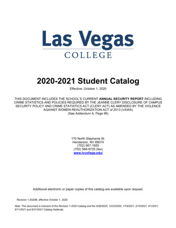 2020-2021 Student Catalog - Las Vegas College