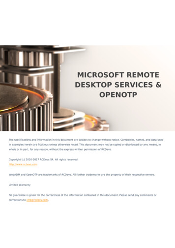 MICROSOFT REMOTE DESKTOP SERVICES & OPENOTP - RCDevs