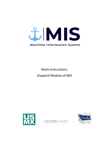 Work Instructions: Dispatch Module Of MIS - Ilalocal1593 