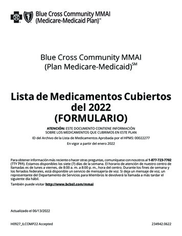 Lista De Medicamentos Cubiertos Del 2022 (FORMULARIO) - BCBSIL