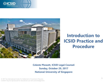 Introduction To ICSID Practice And Procedure