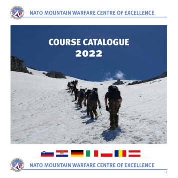 Course Catalogue NATO MOUNTAIN WARFARE CENTRE OF EXCELLENCE - MWCOE