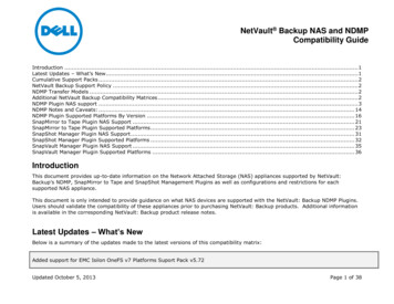 NetVault Backup NAS And NDMP Compatibility Guide - Dell