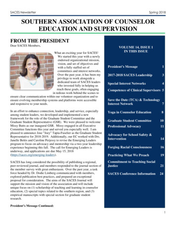 SACES Newsletter Spring 2018 SOUTHERN ASSOCIATION OF COUNSELOR .