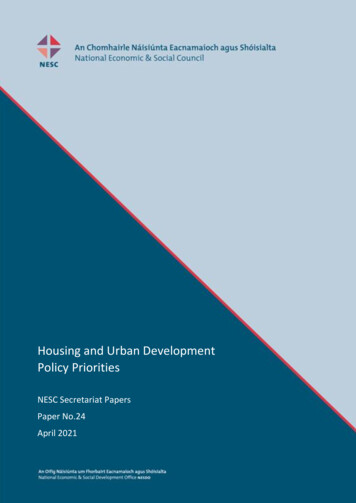 Housing And Urban Development Policy Priorities - NESC