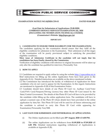 Examination Notice No.10/2020.cds-ii Dated 05.08.2020 Combined . - Upsc