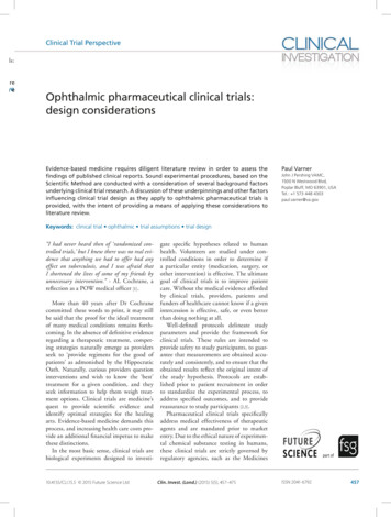 Ophthalmic Pharmaceutical Clinical Trials Design Considerations