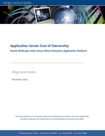 Application Server Cost Of Ownership - Oracle