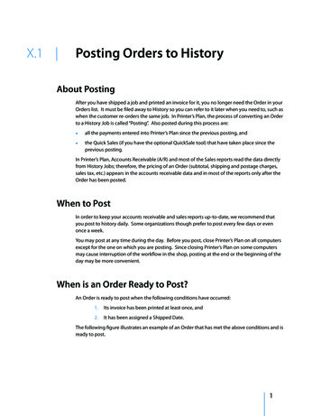 X.1 Posting Orders To History - Print Reach