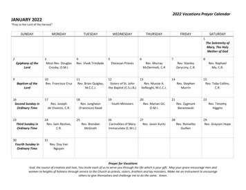 2022 Vocations Prayer Calendar JANUARY 2022 - Diocese Of Hamilton