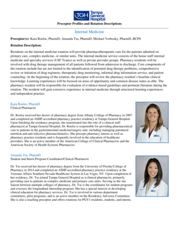 Preceptor Profiles And Rotation Descriptions - Tampa General Hospital