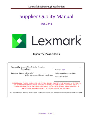 Lexmark Engineering Specification