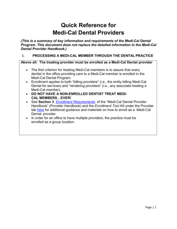 Medi-Cal Dental Quick Reference Guide For Providers