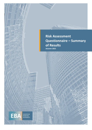 Risk Assessment Questionnaire - Summary Of Results