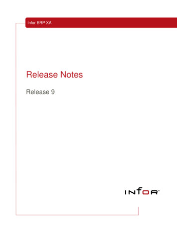 Infor ERP XA Release Notes - Agility, Inc