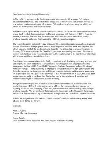 Dear Members Of The Harvard Community, - Provost