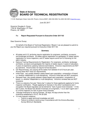 State Of Arizona BOARD OF TECHNICAL REGISTRATION