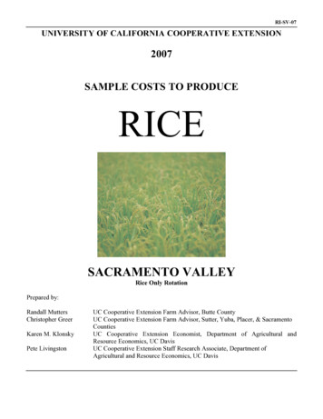 SAMPLE COSTS TO PRODUCE RICE - UC Davis