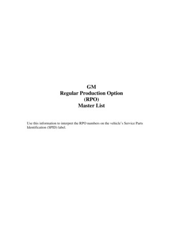 GM Regular Production Option (RPO) Master List - Longroof