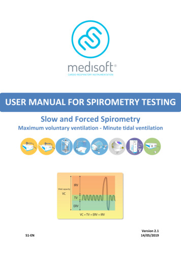 USER MANUAL FOR SPIROMETRY TESTING - Medisoft-ftp.be