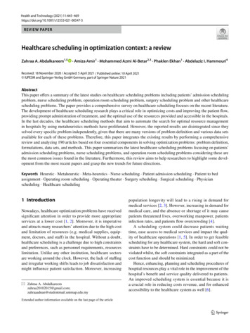 Healthcare Scheduling In Optimization Context: A Review - Springer