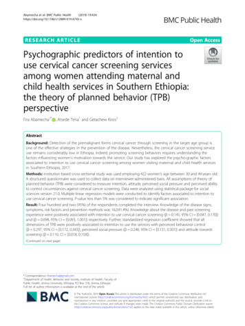 Psychographic Predictors Of Intention To Use Cervical Cancer Screening .