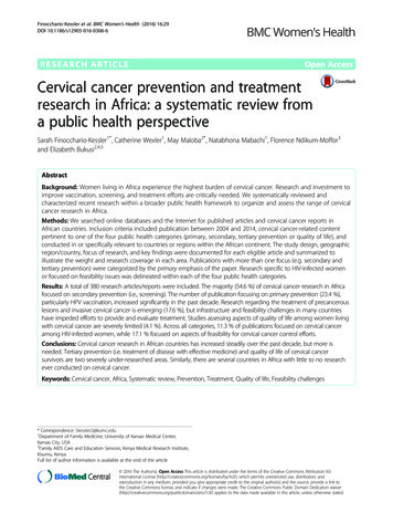 Cervical Cancer Prevention And Treatment Research In Africa: A .