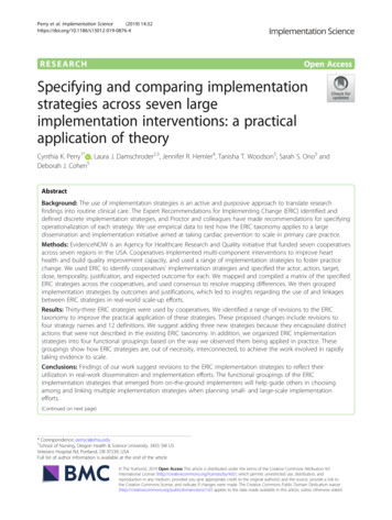 Specifying And Comparing Implementation Strategies Across Seven Large .