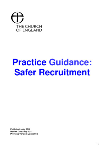 Practice Guidance: Safer Recruitment - Church Of England