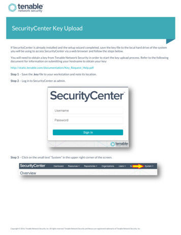 SecurityCenter Key Upload - Tenable 