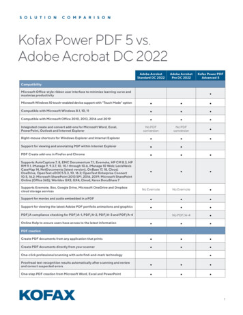 SOLUTION COMPARISON Kofax Power PDF 5 Vs. Adobe Acrobat DC 2022